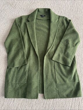 J. Crew green Open Front Wool-Blend Coatigan
